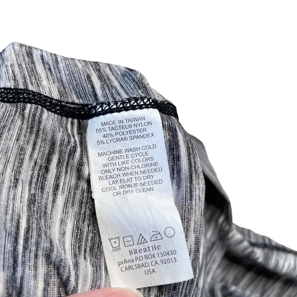 Prana Leanne Skirt Foldover Waist Small Black Grey Spacedye Stripe